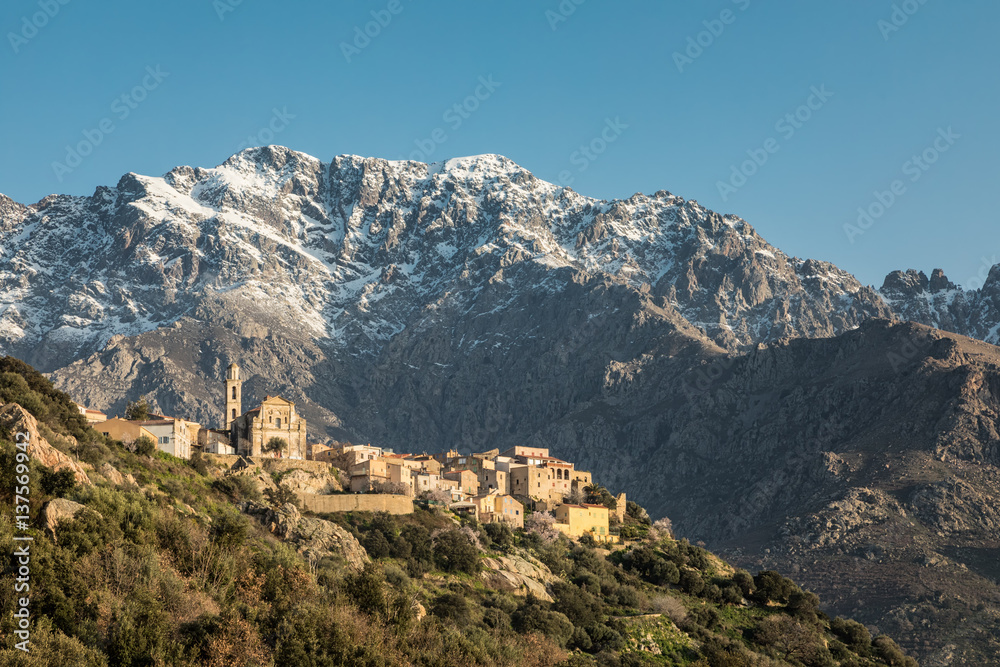 Village of Montemaggiore and Monte Grosso in Corsica