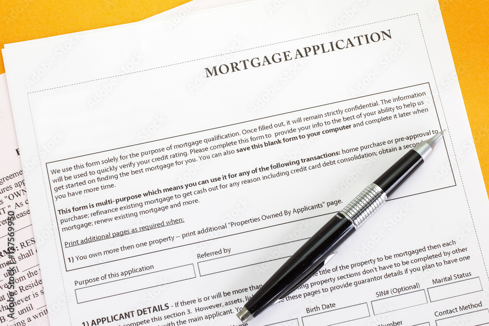 Close - up Mortgage application paper form Close - up Mortgage application paper form