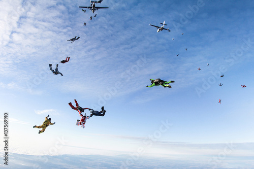 Skydivers have just jumped out of a plane