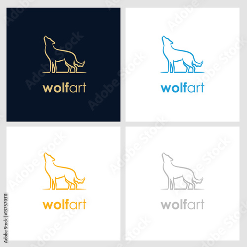 wolf line company logo. wild animal logo with minimalist concept