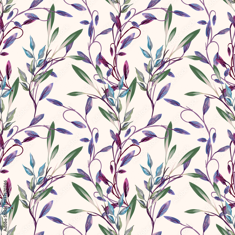 Leaves seamless pattern. Raster Background. Leaves seamless pattern. Raster Background.
