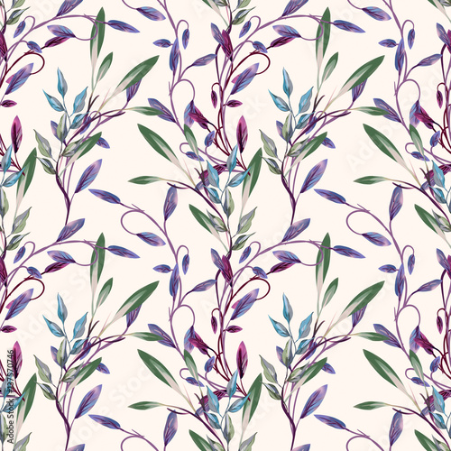 Leaves seamless pattern. Raster Background.