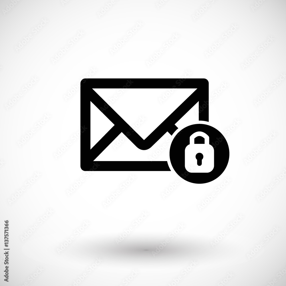 Mail with padlock flat vector icon Mail with padlock flat vector icon