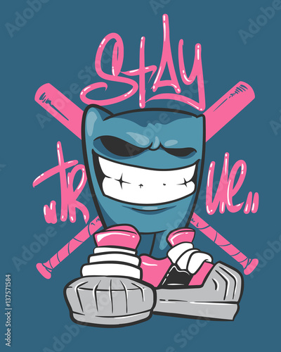 Dude in sneakers, baseball club, t-shirt print 