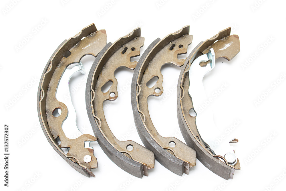 New cars break shoes on the white background New cars break shoes on the white background