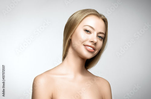 portrait of beautiful young happy smiling woman