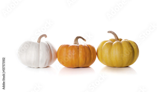 pumpkins close up isolated on white..