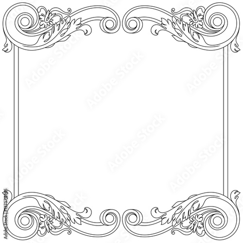 Vintage baroque ornament, corner. Retro pattern antique style acanthus. Decorative design element filigree calligraphy vector. - stock vector
