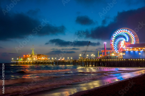 Night Los Angeles, Ferris Wheel in Santa Monica. California