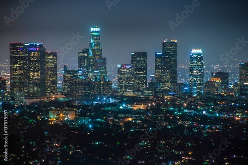 Downtown Los Angeles at night, California, USA