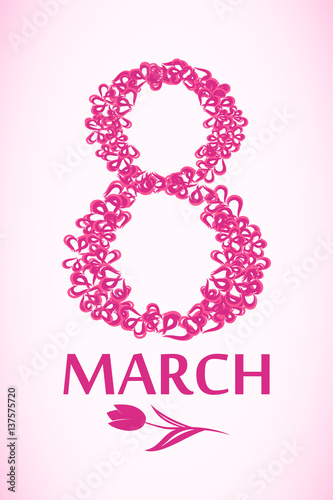 March 8, International Women's Day greeting card, vector illustration

