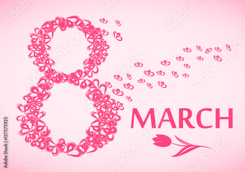 March 8, International Women's Day greeting card, vector illustration
