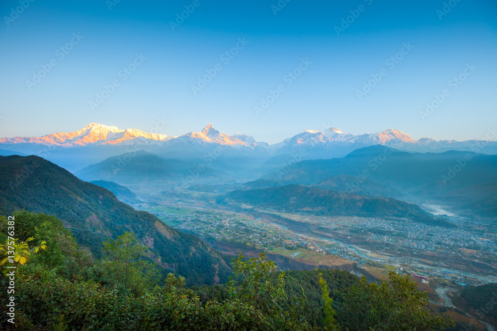 Machapuchare peak and Pokhara valley