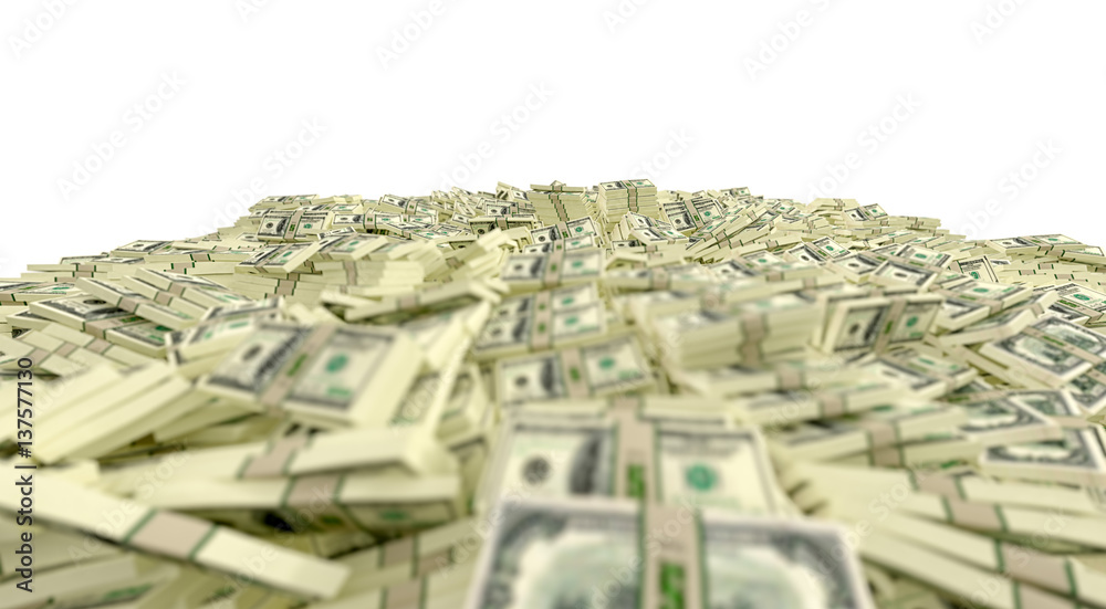 Millions of Dollars 100 Dollar Banknotes 3D Rendering Stock