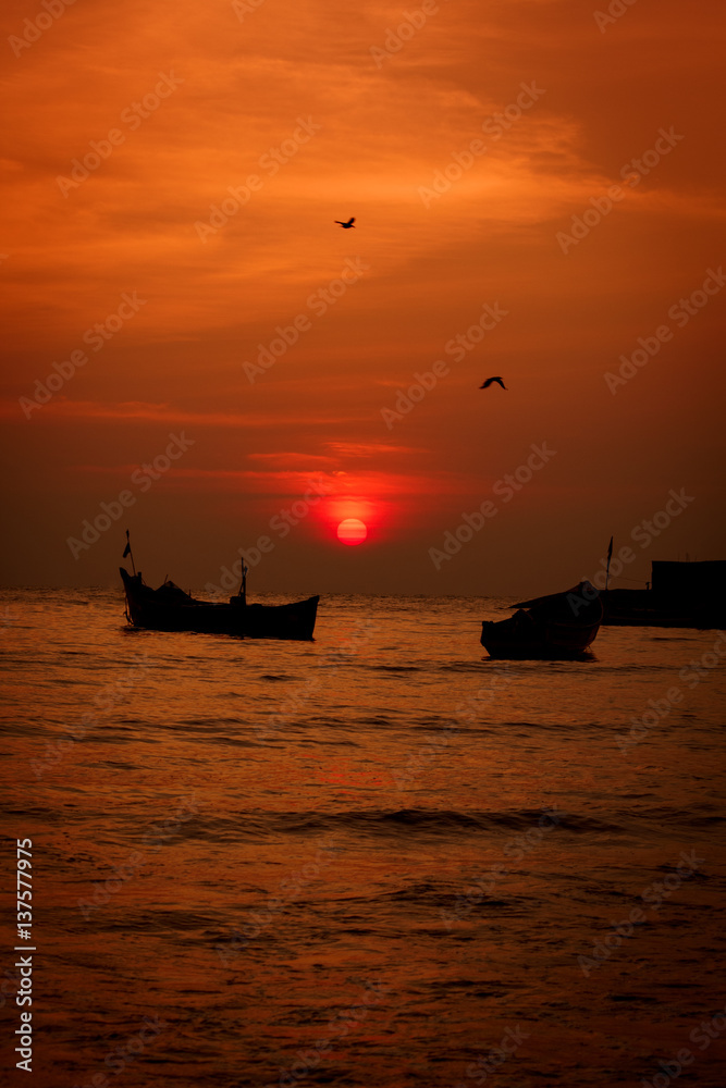 Beautiful Sunset at Murudeshwar Beach