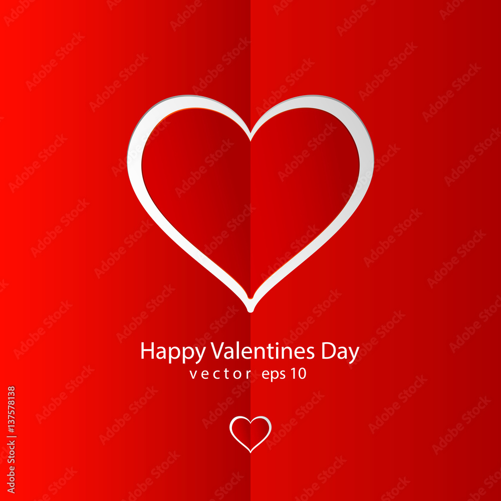 Valentines day red background with paper heard Valentines day red background with paper heard
