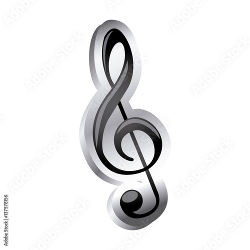 sign music treble clef icon relief vector illustration