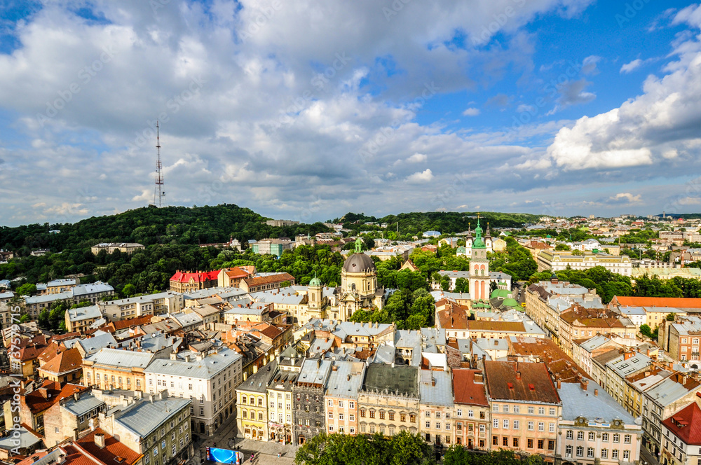 Top view of the Lviv, Ukraine