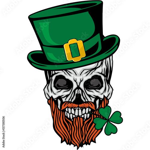 Irish coat of arms with skull and clover, grunge vintage design t shirts