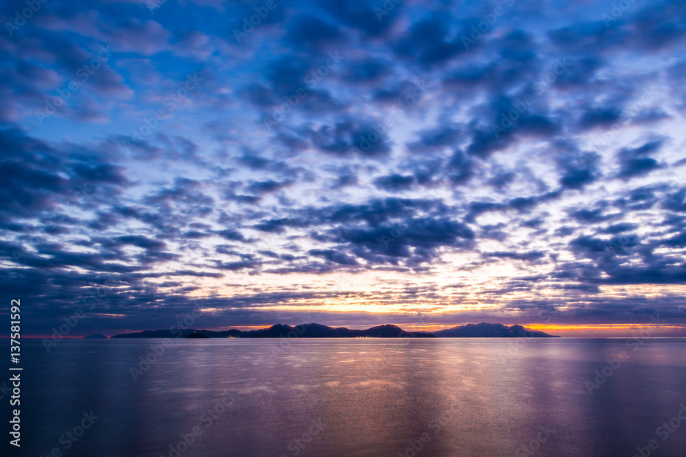 Fototapeta premium Sunsen in winter on the sea in Tuscany