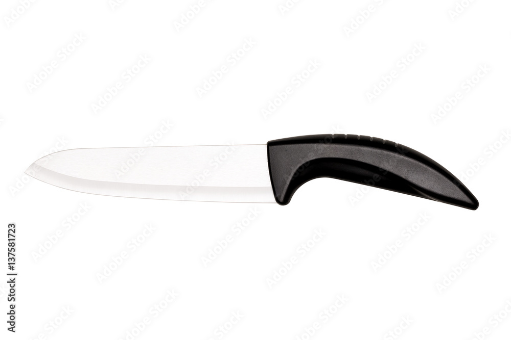 large kitchen knife with a plastic handle on white background large kitchen knife with a plastic handle on white background