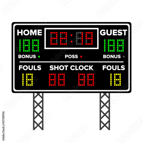 American Football Scoreboard. Time, Guest, Home. Electronic Wireless Scoreboard Timer. Vector Illustration