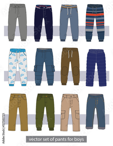 vector set of pants for boys