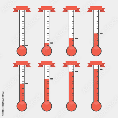 vector goal thermometers at different levels