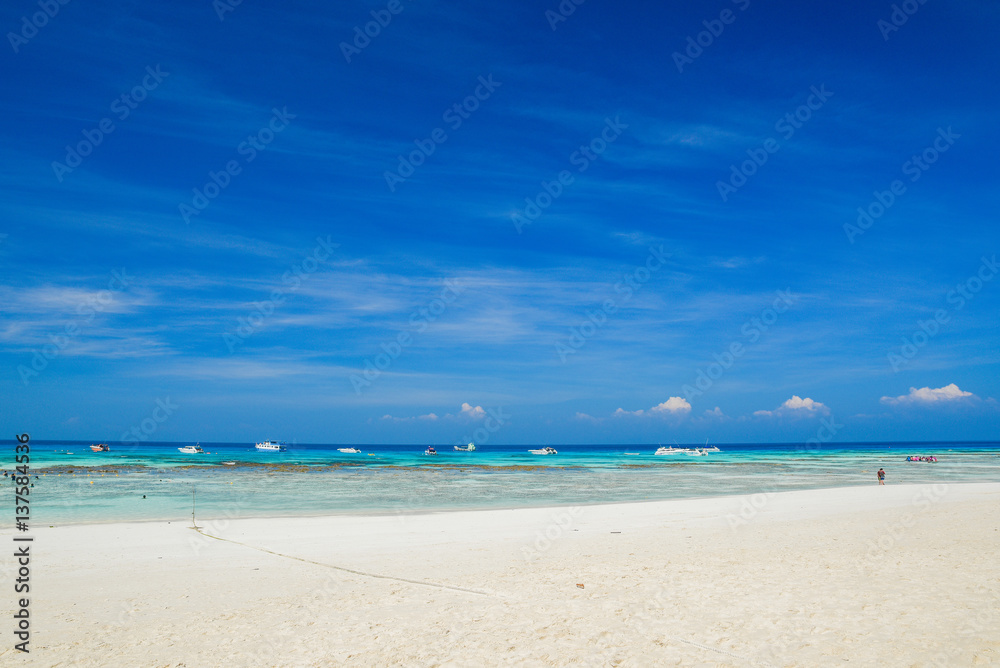 Tropical beach Sea Sand sky and summer day