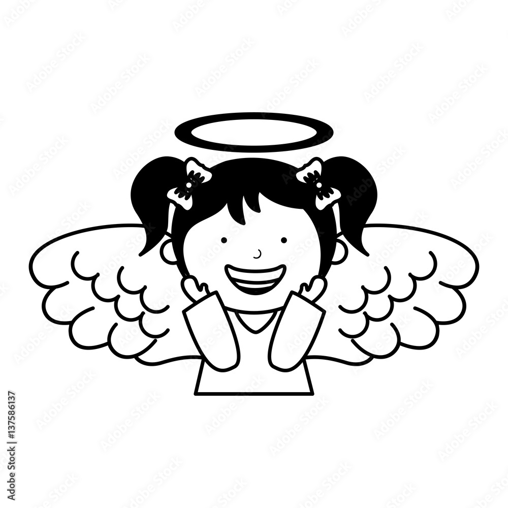 little girl angel character vector illustration design Stock Vector ...