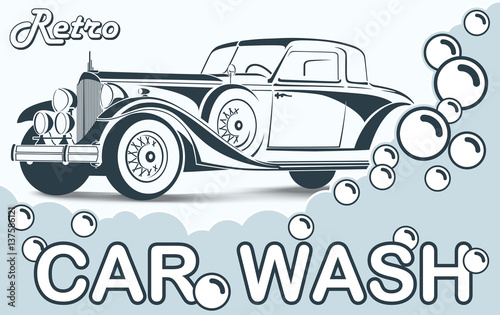 Retro Car wash. Abstract Lines Logo. Vector illustration