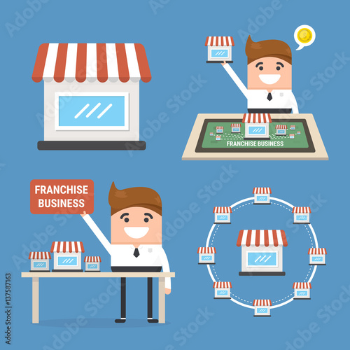 Businessman want to expand his business, franchise concept. business concept. flat design