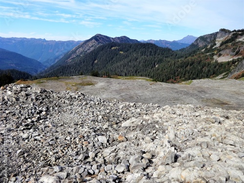 The view of wilderness and volcanic rock formation in the North Cascades