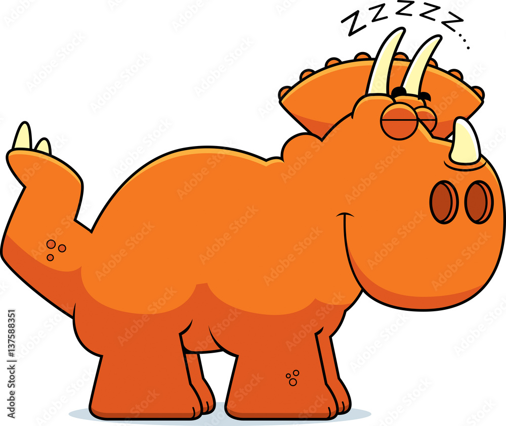 Obraz premium Sleeping Cartoon Triceratops