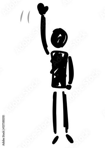 人物のシルエットイラスト　手を振る