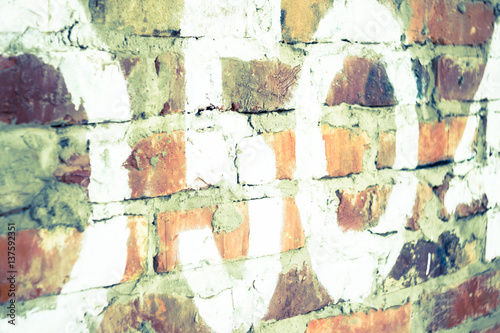 Color brick wall with white digits