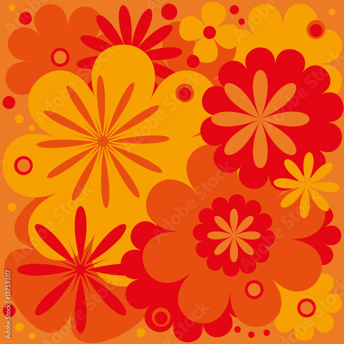 Orange floral background. The background for your postcard.