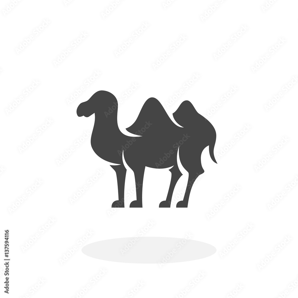 Bactrian camel Icon. Vector logo on white background Bactrian camel Icon. Vector logo on white background