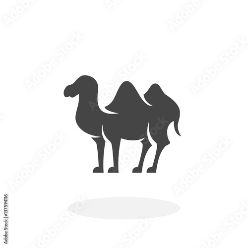 Bactrian camel Icon. Vector logo on white background