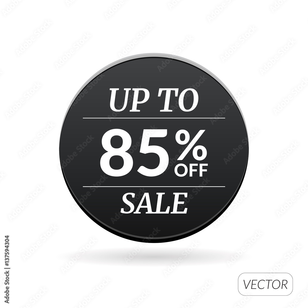 Big sale poster, banner. Black color big sale, clearance. 85% off. Vector illustration on isolated background. Market template design. Big sale poster, banner. Black color big sale, clearance. 85% off. Vector illustration on isolated background. Market template design.