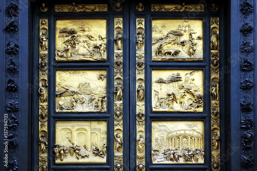 Gates of Paradise in Florence Baptistery (Battistero di San Giovanni), Italy photo