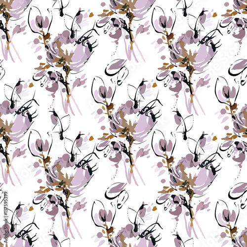 Seamless abstract pattern with elements of spilled coffee on the tablecloth, imitation spilled coffee