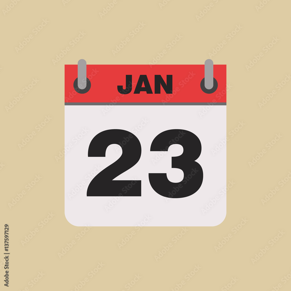 calendar flipping date time day month January simple flat vector illustration application app logo icon