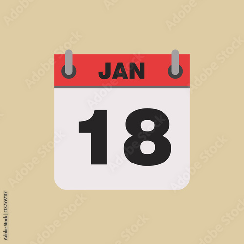 calendar flipping date time day month January simple flat vector illustration application app logo icon