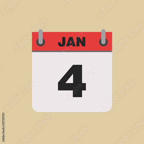calendar flipping date time day month January simple flat vector illustration application app logo icon