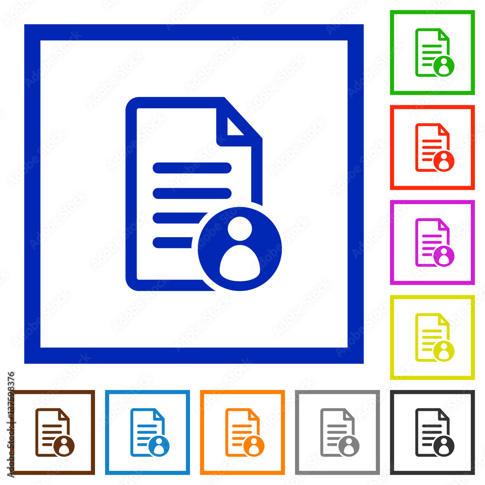 Document owner flat framed icons Document owner flat framed icons