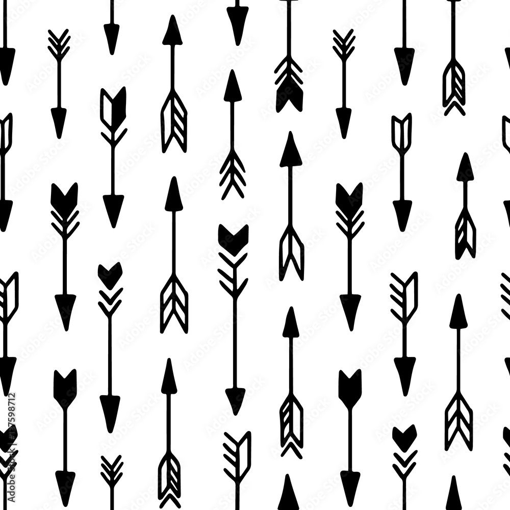 Seamless hand drawn geometric tribal pattern with arrows. Vector navajo design. Seamless hand drawn geometric tribal pattern with arrows. Vector navajo design.