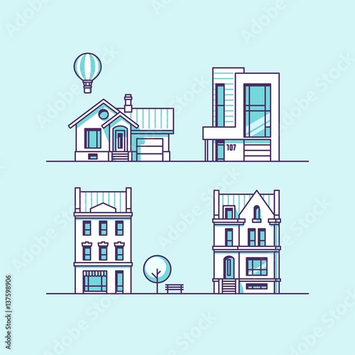 Set of houses. Vector illustration.