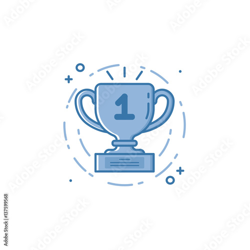 Vector cinema illustration of award cup icon in flat linear style.