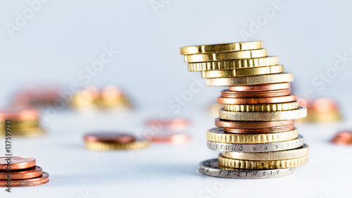 euro coins money stack tower